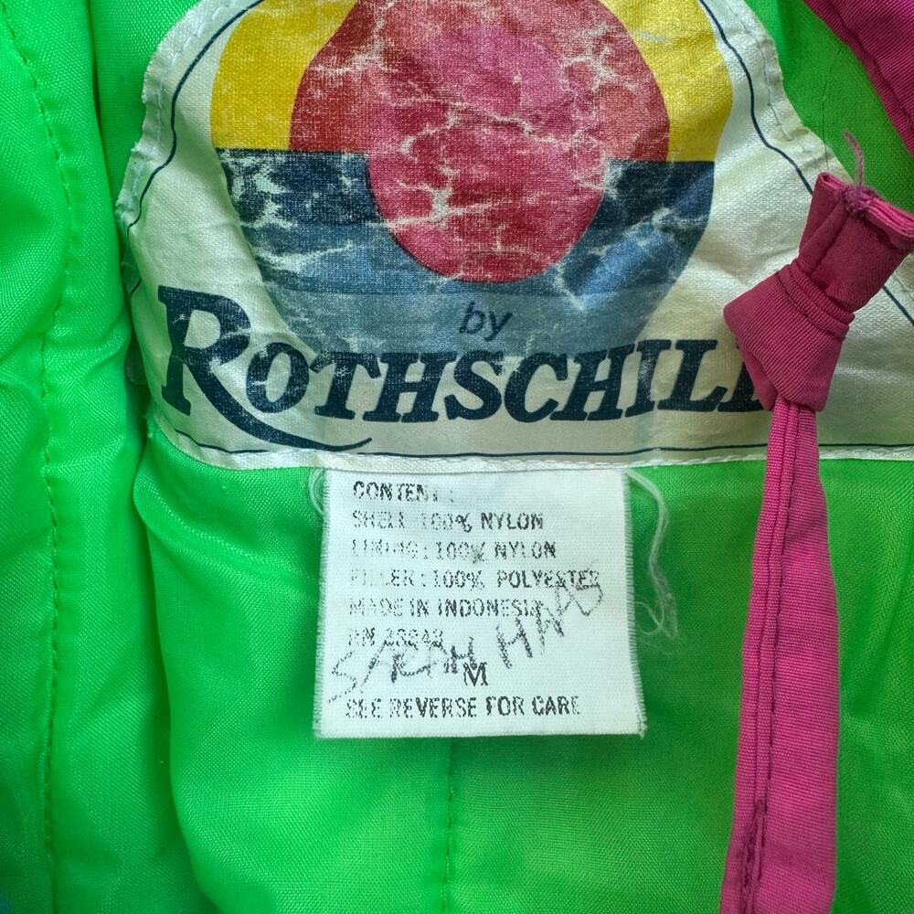 Vtg 1980s 1990s Rothschild Colorblock Hooded Winter Coat Youth Size Medium - Picture 3 of 12